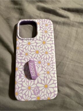Loopy Case Purple Daisy Phone Case with Yellow Centers and Built-In Grip